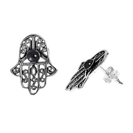 Hand of God Filigree Hamsa Twisted Filigree Swirl .925 Sterling Silver Earrings