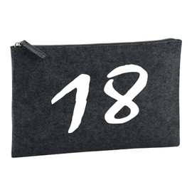 Huuraa Kulturbeutel 18 Geburtstag Geschenk 1 Liter Charcoal Filz 18 Geschenkidee