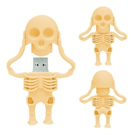 32GB USB Flash Drive Cartoon Skeleton Shaped Memory Stick, BorlterClamp Cool Thumb Drive Pen Drive Amazing Gifts, Yellow…