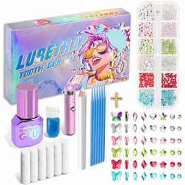 PlainFylora 40 Pieces Brilliant Crystal Tooth Gem Kit for DIY Sparkling Smile Jewelry S