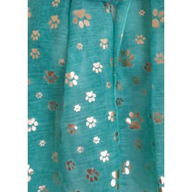 GlamLondon Women's Paw Print Scarf Metallic Foil Animal Cats Dogs Paws Glitter Wraps Shawl Scarves (Green New)