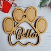 Christmas bauble dog paw pet cat mdf tree ornament