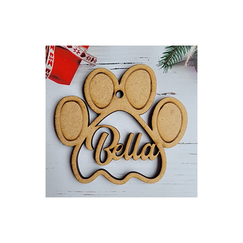 Christmas bauble dog paw pet cat mdf tree ornament