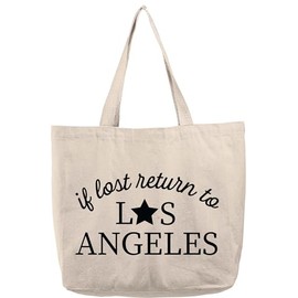 Natural Canvas Tote Bag If lost return to Los Angeles cursive funny home LAX California funny gift