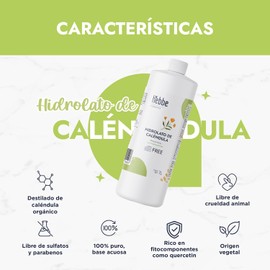 Ludika Hidrolato de Caléndula 1 L Calmante para Piel Sensible y Tónico Facial Reparador Post-Solar y post-Depilación pH 4.5–7.0