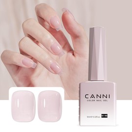 CANNI Milky Light Pink Gel Nail Polish, 1Pcs Jelly Nude Pink Gel Polish Sheer Clear Light Pink Gel Polish Translucent Color Nail Polish Gel Soak Off U V Gel Nail French Nail Manicure Salon DIY