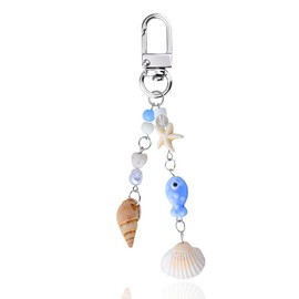 Ocean Keychain for Beach Bag Charms for Backpack Seashell Purse Charms for Wallet Handbags Ocean Theme Keychains for Girls Women Beach Tote Bag Sea Shell Phone Charm Cute Starfish Pearl Camera Charm