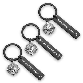 WUSUANED No Matter When Compass Best Friend Keychain Set Long Distance Friendship Gift For Sister Best Friends (No matter where what K black)