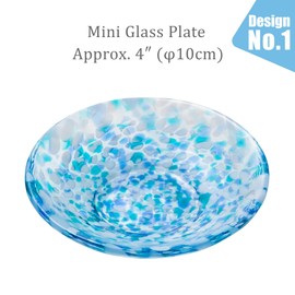 4 Inch（10cm） Handcrafted Glass Plate – Japanese Small Dish for Jewelry, Sauce, Appetizers or Display – Nature-Inspired, Made in Japan (1, Ajisai)