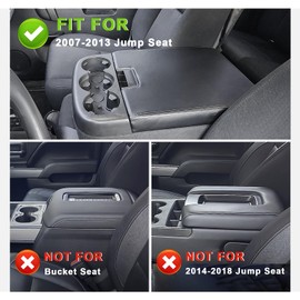 Muslogy Center Console Armrest Cover Compatible with Chevy Silverado/Tahoe & GMC Sierra/Yukon 2007-2013 Comfort Armrest Pad Arm Rest Cushion Vegan Leather Protector 1-Inch Extra Thick(Jump Seat ONLY)