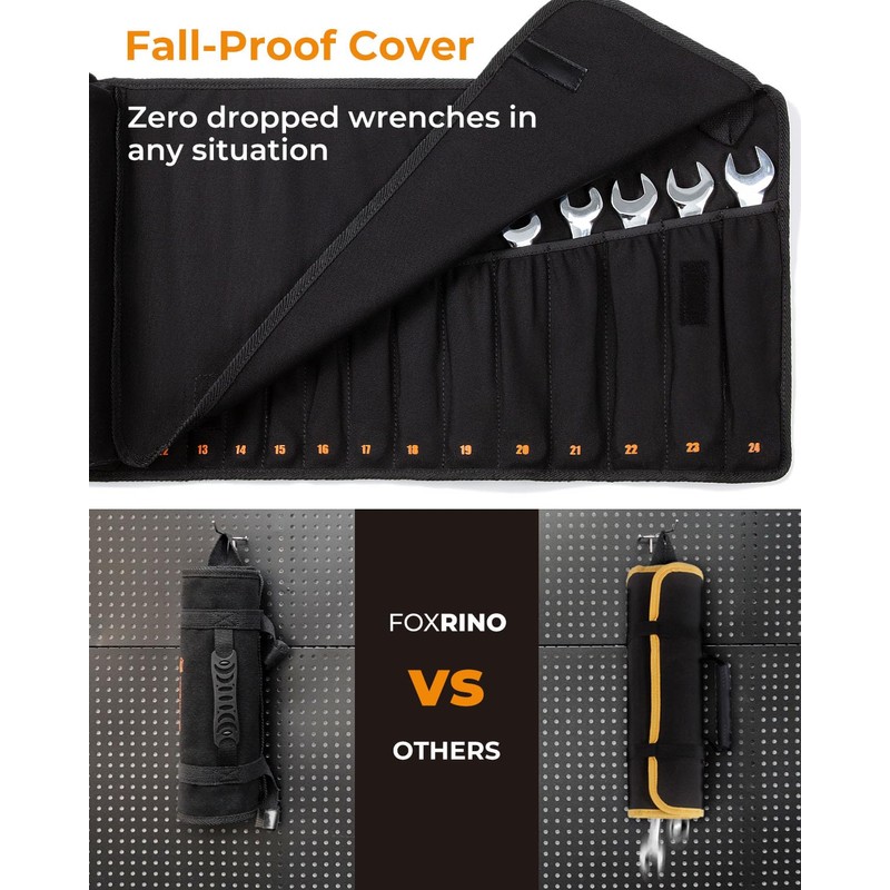 Foxrino Wrench Roll, Wrench Roll Up Pouch, Gifts for Men