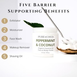 Aceite de coco orgánico de menta y coco, esmalte facial y corporal, aceite hidratante diario, exfoliante corporal hidratante para piel seca y exfolian