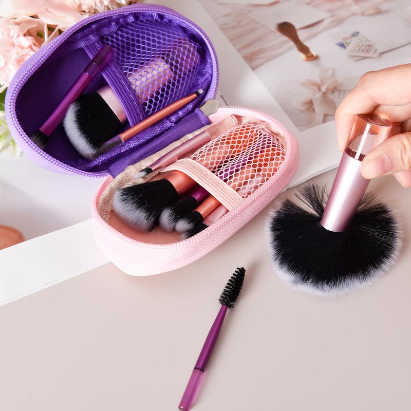 10 PcsTravel Makeup Brushes Mini Makeup Brushes Pink Makeup Brush