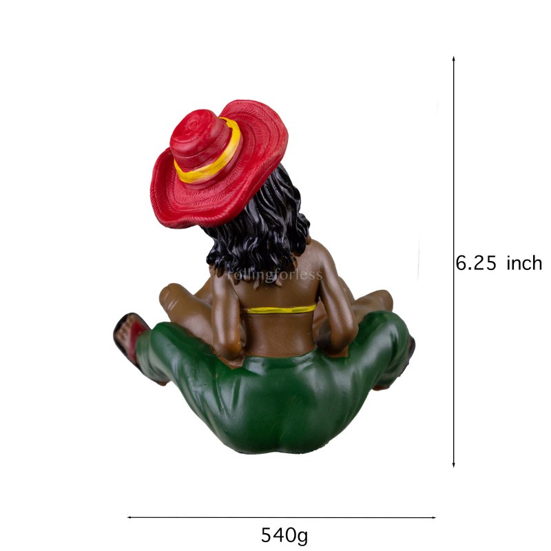 6.25" Medium Rasta Jamaican Man Holding Bowl Polyresin Ashtray Decoration
