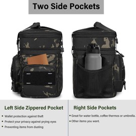 Expandable Tactical Lunch Box, Large Insulated Lunch Cooler Bag Heavy Duty Leakproof Lunch Pail for Men Adults Work Office Outdoor Picnic Trips,16L,Black-Camo