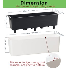 GardenBasix Elongated Self Watering Planter Pots Window Box 5.5 x 16 inch Indoor Home Garden Modern Decorative Planter Pot for All House Plants Flowers Herbs (White,1-Pack)