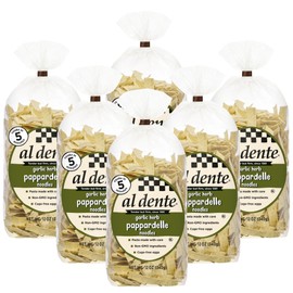 Al Dente Garlic Herb Pappardelle – All-Natural, Hand-Crafted Egg Pasta, Gourmet and Flavorful, Traditional Wide Noodles Made with Cage-Free Eggs, Semolina, Garlic, and Herbs - 12oz Bags (Pack of 6)