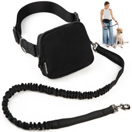 Hands Free Dog Leash with Belt Bag (Black)