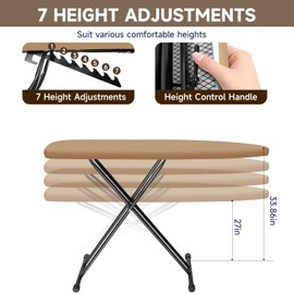 Bumkimue Ironing Board with Heat Resistant Cover, 43x13 Compact and Space Saver Iron Board,Height Adjustable,Easy to Fold,Stable Structure