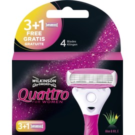 Wilkinson Sword Quattro for Women Razor Blades for Women, Pack of 3 + 1
