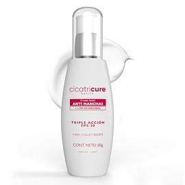 CICATRICURE - Crema facial Anti-manchas. Efecto de triple accin, despigmentante, antioxidante y unificante de la piel, con FPS 30. Uso para cara y... 