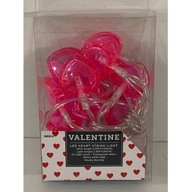 BROTHER SISTER DESIGN STUDIO NEW PINK HEARTS LED STRING LIGHT BATTERY OPERATED 3.93 FT 10 LIGHT FREE SHIP