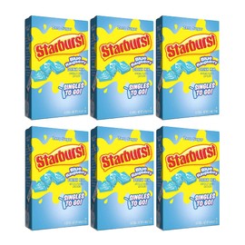 Starburst Singles To Go Powdered Drink Mix, Blue Raspberry, 6 Boxes with 6 Packets Each - 36 Total Servings, Sugar-Free Drink Powder, Just Add Water, 6 count (Pack of 6)