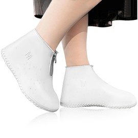 JEVRKAPZ Waterproof Shoe Covers,Upgrade Reusable Rain Shoe Galoshes with Zipper,Resistant Snow Overshoes,Foldable Shoe Protectors,Non-Slip Washable Rain Snow Bowling Travel Indoor Outdoor Overshoe