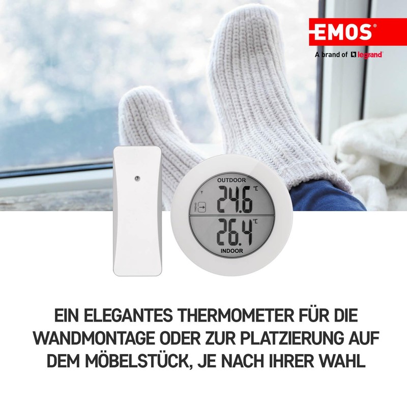 EMOS - Digital Thermometer with Outdoor Sensor - Wireless Wireless