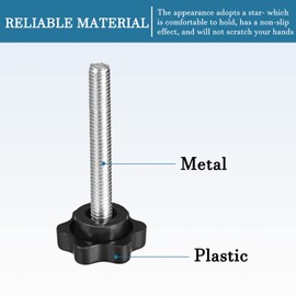 QUARKZMAN M6 x 50 mm Thread 60 mm Diameter Hexagonal Screw with Star Shape Clamping Handle x 6 Pieces Locking Screw Male Thread for Machine Tools