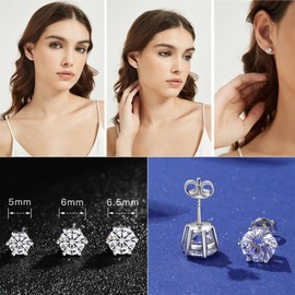 Silver Cubic Zirconia Earrings Studs Cubic Earrings Cubic Studs CZ Earrings Studs Sterling Silver Fake Diamond Earrings CZ Studs 4mm
