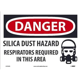 NMC D705PB Silica Dust Hazard Respirators Required Sign
