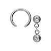 PIERCINGLINE Titanium Ball Closure Ring | Two Crystals | BCR