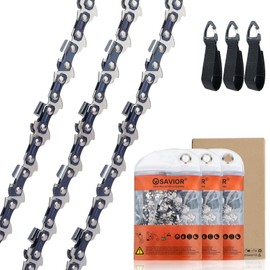 SAVIOR Pack of 3 Saw Chains 3/8 Inch LP 1.1 mm 40 Drive Links for 25 cm Rail, Non-Return Chain Compatible with Makita DUC254Z, Einhell GE-LC 18/25 Li, Parkside, Worx and More
