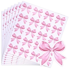 BOXOB 480 Stück Kokette Schleifenaufkleber, Selbstklebende Rosa PVC-Aquarell-Schleifendekor für Wasserflasche Laptop Telefon Tagebuch Geschenke für Kinder Mädchen Frauen Bürobedarf