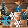 5Pcs Snowflake Christmas Table Decorations, White Blue Wooden Snowflakes Tabletop