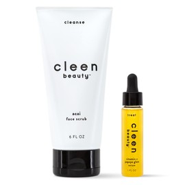 CLEEN BEAUTY- Set de cuidado de la piel Cleen Beauty Glow Essentials  Exfoliante facial de acai  suero iluminador de papaya con vitamina C  Exfoliat  