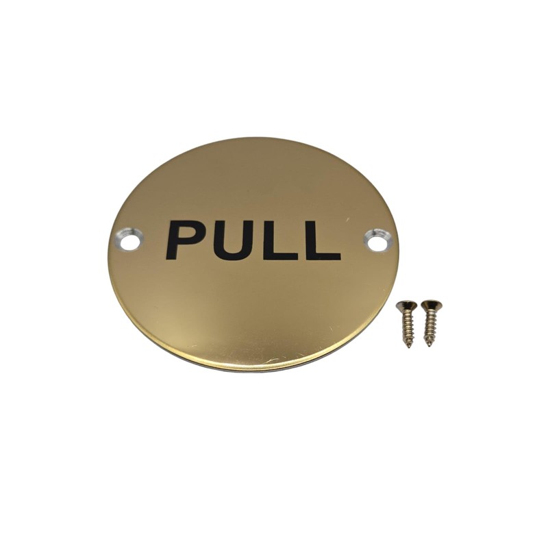 Bary Pull Door Sign Polished Brass