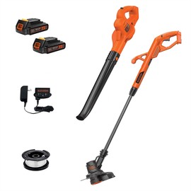 BLACK+DECKER 20V MAX* POWERCONNECT Cordless String Trimmer Lawn Edger and Leaf Blower Combo Kit, Includes 2 Batteries and Charger, Weed Wacker Hard Surface Sweeper 10 in. (LCC222)
