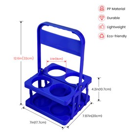 Bodaon Bodaon 4 Cup Drink Carrier with Handle, Plastic Cup Carriers for Drinks, Drink Holder for Car, GrubHub/Eats Doordash Accessories, Portable Foldable Reusable Mobile, Use for Food Delivery Bag, Blue