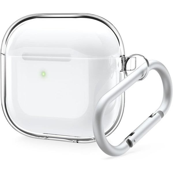 Electrones Clear Case Compatible with AirPods 4 Case, Carabiner Included,
