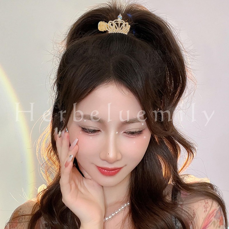 Herbeluemily Hair Claw Clip Rhinestone Bijou Ponytail Clip Ponytail Holder