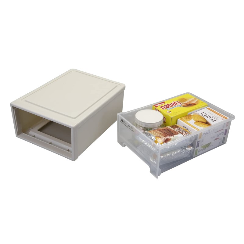 Obstnny Plastic Storage Drawer Unit, Stacking Storage Bin, 2 Packs,