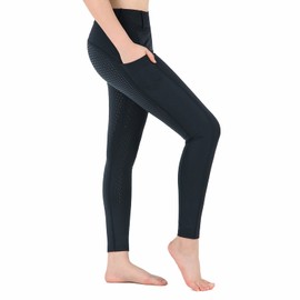 beroy Horse Riding -Pants Women Equestrian-Breeches - Ladies Training Horseback Riding Tights Full Seat Silicone Pockets(Black,S)