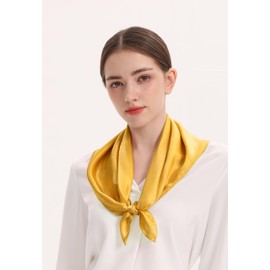 MEISEE 100% Pure Mulberry Silk Scarf 26"x26"(in) Square Scarf Head Scarf Neck scarf Headscarf for Women with Gift Packed-yellow