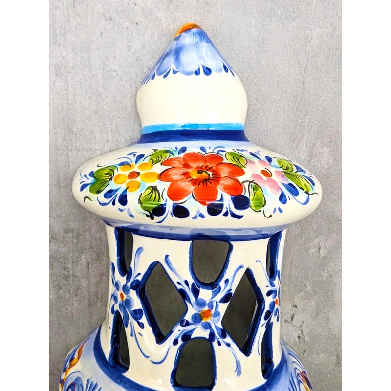 Generic Portuguese Pottery Hand Painted Alcobaça Ceramic Wall Lantern (Large)