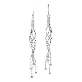AeraVida Trendy Long Spiral Mobile Swirl .925 Sterling Silver Earrings | Long Swirl Dangle Earrings for Women | Classic Dangle Earrings for Women | Earrings Women Jewelry