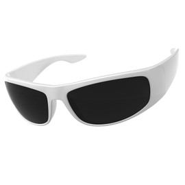 WISTON Super Dark Sunglasses for Men Wrap Around Sunglasses for Big Heads Men UV400 Protection W8005 White
