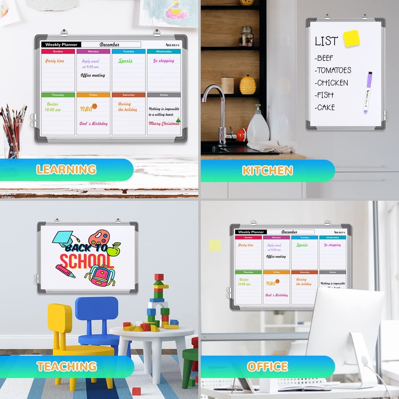 Small Weekly Calendar Dry Erase Whiteboard for Wall, 16" x