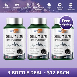 Flynew Optimal Potency Shilaj*t Ultra 60 Capsules Made in USA with Essential Minerals for Healthy Aging & Immune System Support - Fulgent Life - Fitness, Edible:_Pack of 3 (180 capsules)